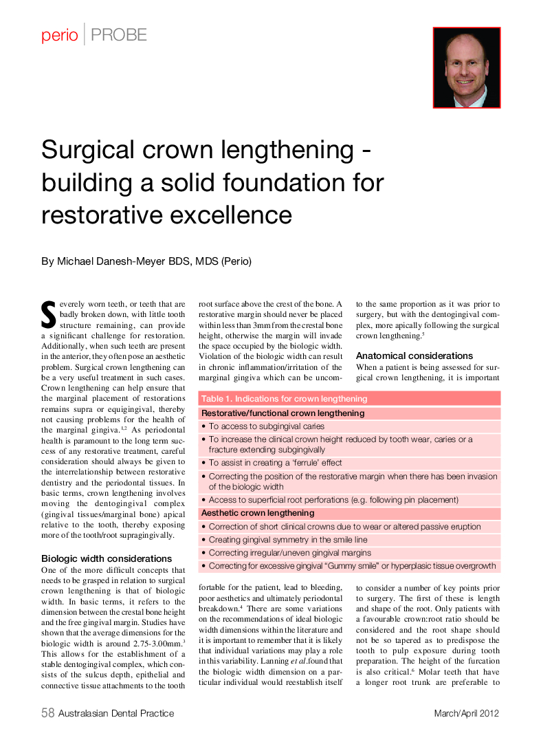 Surgical Crown Lengthening- building a solid foundation for future restorative excellence cover image